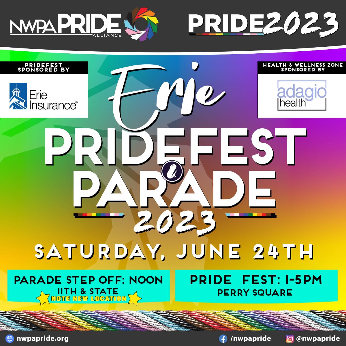2023 Pride fest lay out.  NWPA Pride Alliance reserves the right to make changes up to and including the day of as they see fit. 